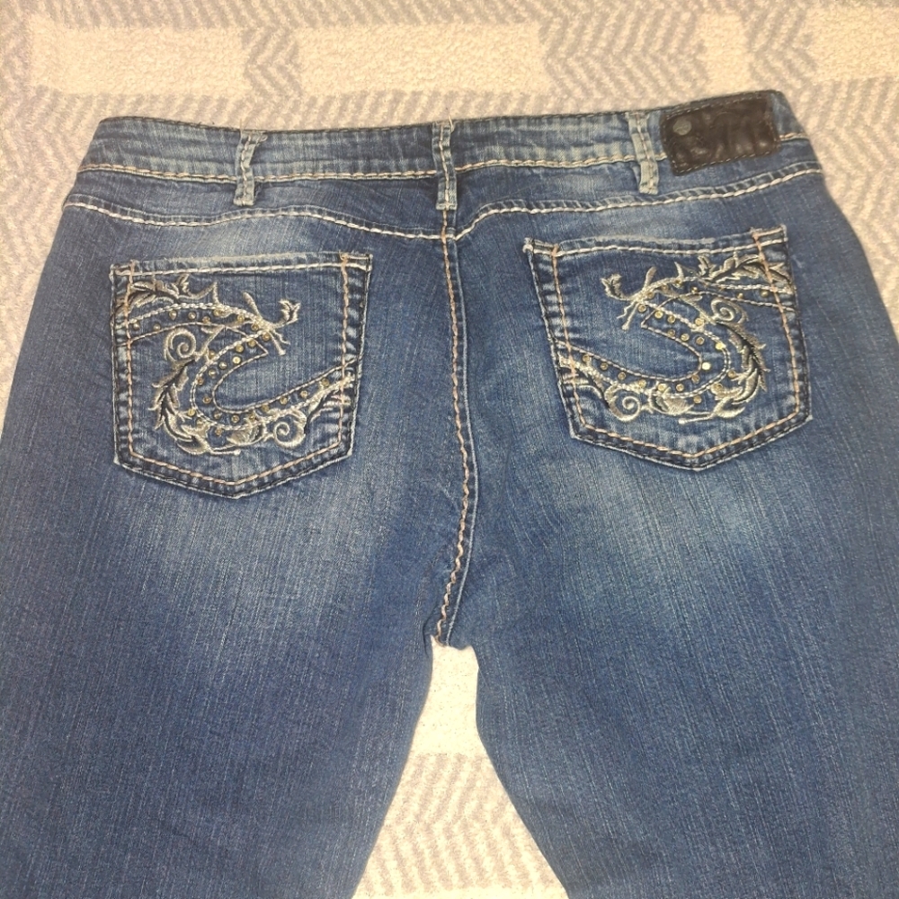 Aiko Blue Boot Cut Jeans with Embroidery